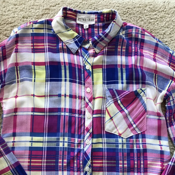 Olive + Oak Plaid Button Front Shirt - Picture 3 of 4